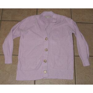 Textured Lavender Sz Small Casual or Dress Stretch Cardigan Sweater Pockets LOFT